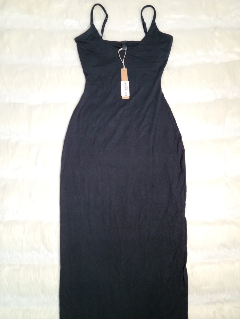 SKIMS Smooth Layers Skimpy Scoop Neck Dress Black Obsidian Women XXS NEW
